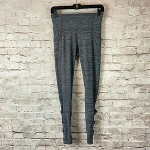 Athleta Women's Small Cut Out Chaturanga Leggings Space Grey Pockets Criss Cross